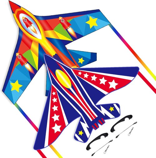 Fighter Airplane Kites - Easy to Fly for Kids Ages 4-12 | Includes Kite Handle & 300ft String