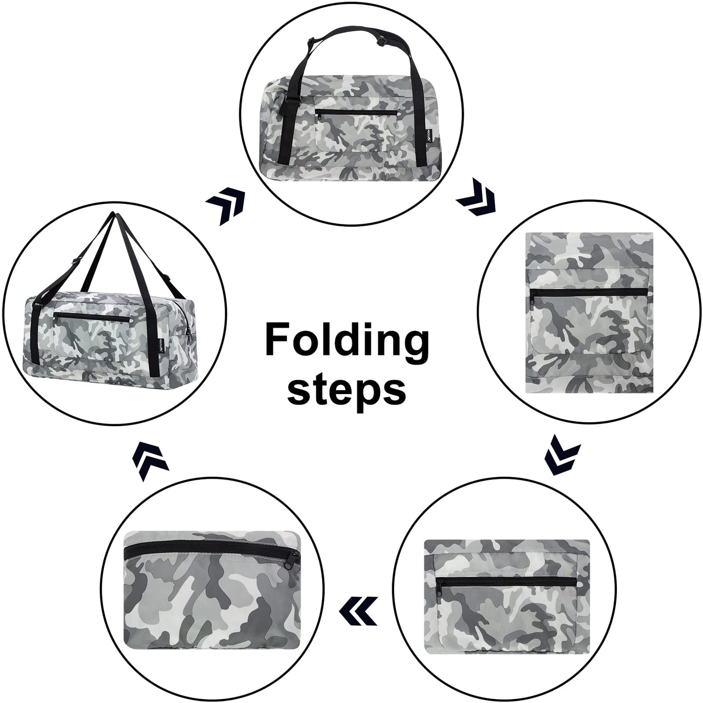HOLYLUCK Foldable Travel Duffel Bag For Women & Men Luggage Great for Gym (arctic camo)