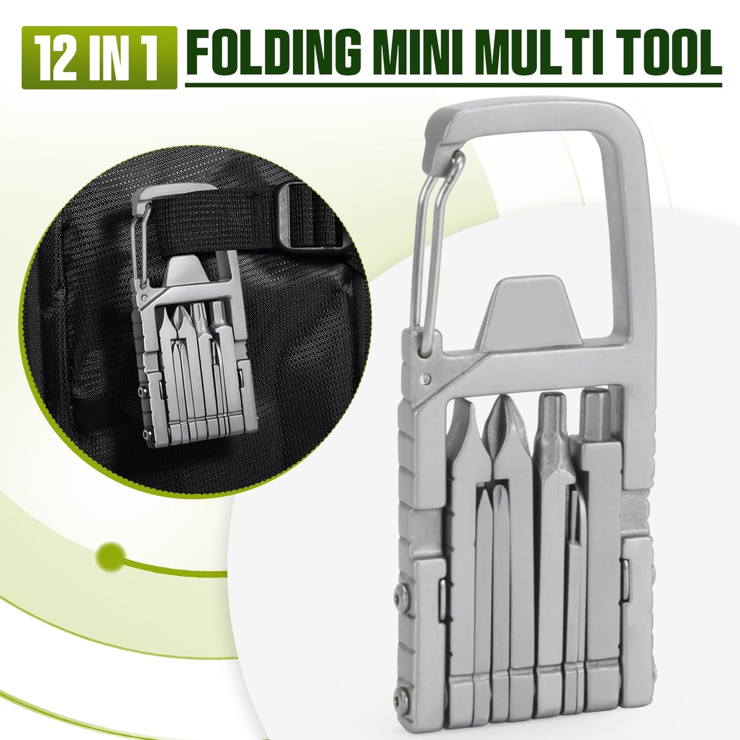 Generic 12 in 1 Keychain Multitool Screwdriver Bit Folding Multi Tool Bottle Opener Portable Pocket Tool for Outdoors Camping