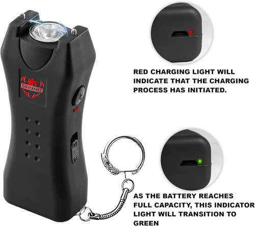 FIGHTSENSE Super Heavy Duty Keychain Stun Gun - Rechargeable Self-Defense Device with Flashlight & Nylon Holster