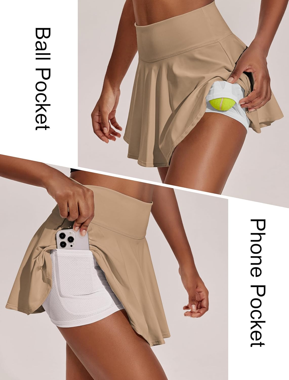 PINSPARK Women's Tennis Skirt - Pleated Athletic Skort with Pockets for High Waisted Golf & Workout