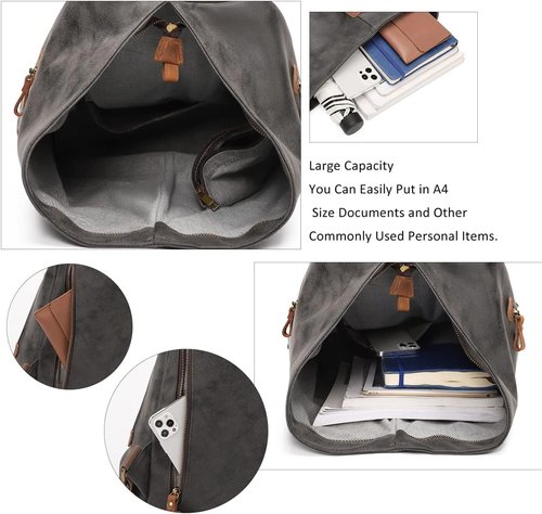 KL928 PU Leather Vintage Backpack - Stylish Large Casual Daypack for Outdoor Travel & Hiking