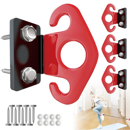Wuno Shop 4 PCS Resistance Band Wall Anchors, Exercise Band Wall Anchor, Gym Wall Hooks for Resistance Bands, Workout Wall Mount Anchor for Physical Therapy and Small Space Home
