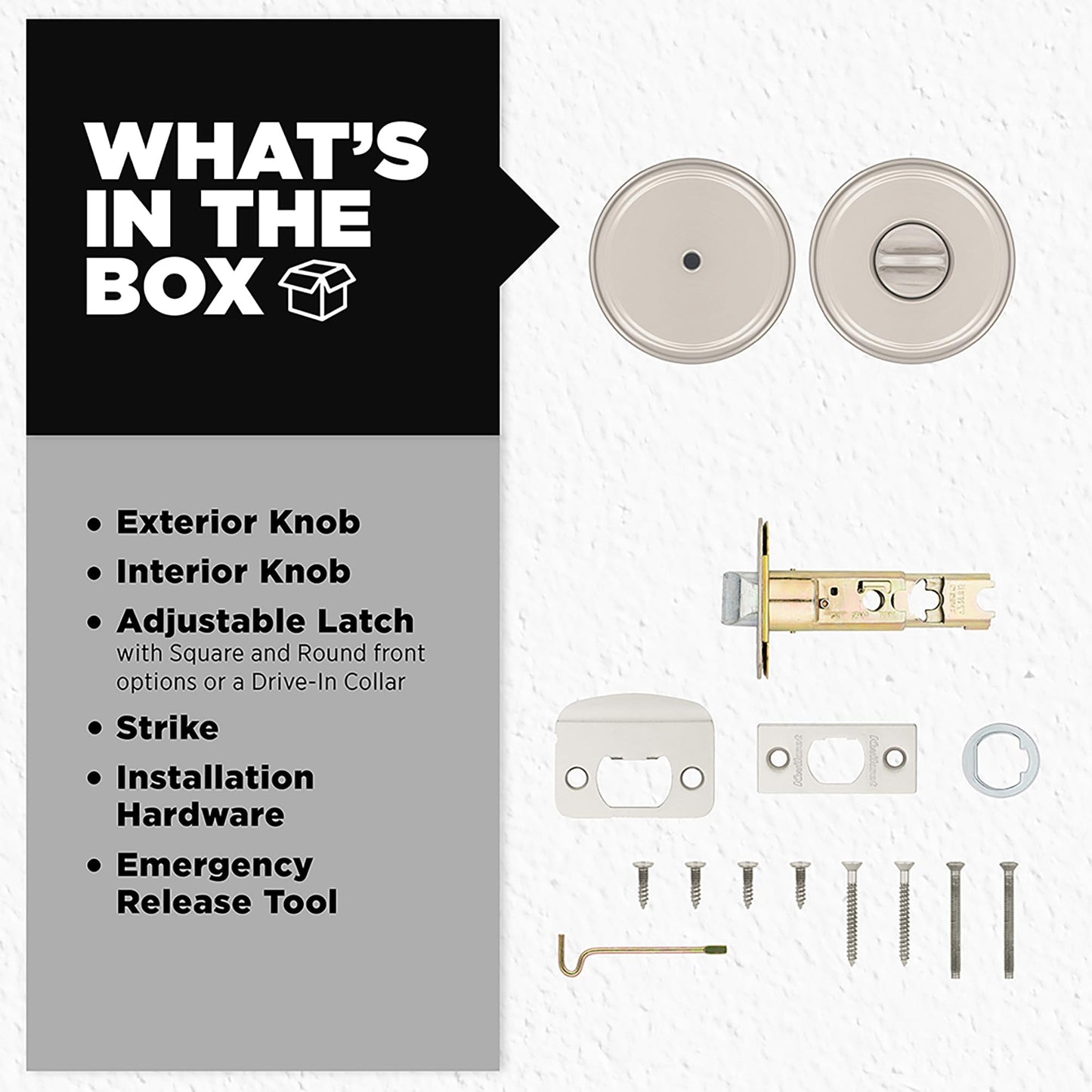 Kwikset Maven Interior Privacy Door Knob with Lock, Round Door Handle for Bathroom and Bedroom, Satin Nickel Keyless Turn Lock Doorknob, with Microban Protection