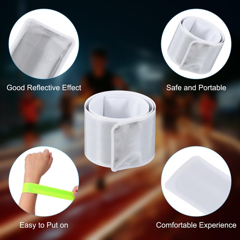 PATIKIL Reflective Slap Bands, 20 Pcs Reflector Band Snap Bracelet Armbands High Visibility Safety Reflectors Wrist Strap Strips for Night Jogging Cycling Running Hiking, Silver