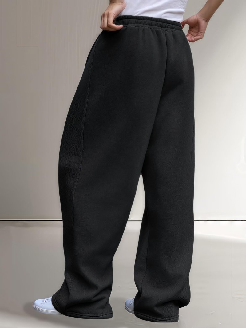LuminBlaze Men’s Baggy Sweatpants Fleece Wide Leg with Elastic Drawstring Waist, Casual Loose Lounge Joggers Black