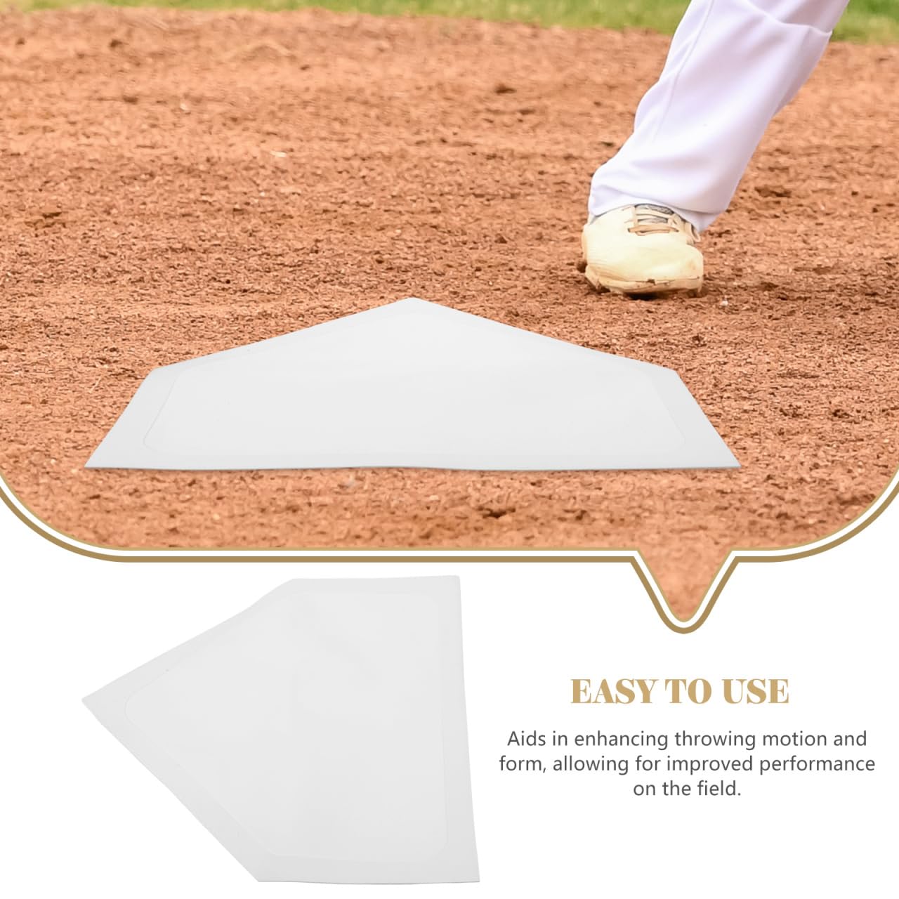 Baluue Baseball Home Plate Mat 16.53In TPE Rubber Training Base Flat Marker for Pitching Practice and Indoor Use Suitable for Baseball and Softball Players