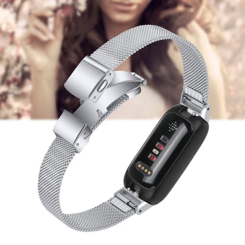 Metal Mesh Stainless Steel Loop Compatible with Fitbit Inspire 3 Watch Band for Women&Men Wristbands Bracelet Adjustable Band Strap Replacement Bands for Fitbit Inspire 3 Smartwatch (Silver&RoseGold)