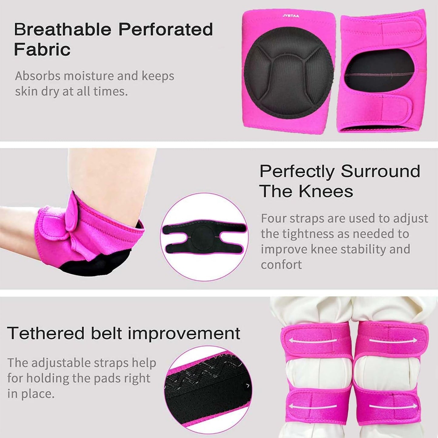 Skiennix Women’s Knee Pads - Soft Inner Liner & Adjustable Fit for Cleaning, Gardening | Pink, Size L (1 Pair)