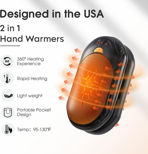AI Hand Warmers - Rechargeable 2-Pack with Smart Chips | 20-Hour Portable Pocket Heater for Outdoor Activities