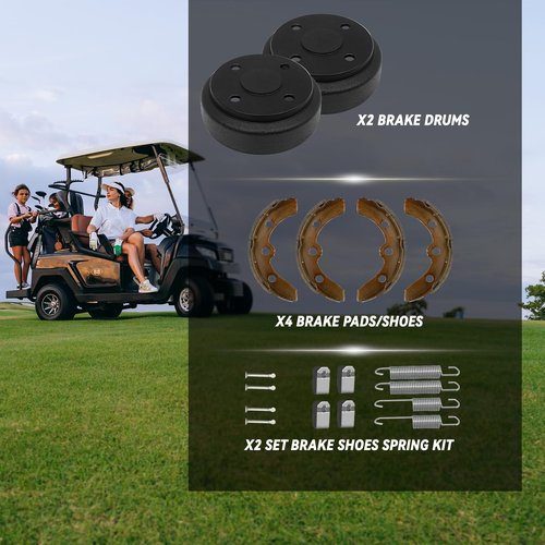 HANGKUNNEE Golf Cart Brake Repair Kit fit Club Car DS 1995-Up and Precedent 2004-Up,Club Car Brake Drums & Brake Pads & Brake Shoes Spring Kit,OEM# 1018163-01,1011466, 1018232-01, 1017911-01