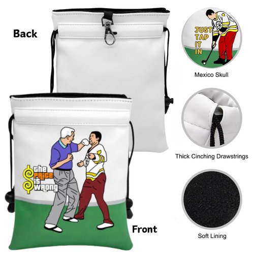 Artpreti Funny Golf Valuables Pouch,Golf Pouch Bag with Drawstrings Golf Tee Leather Tee Ball Bag for Men Women - The Price is Wrong