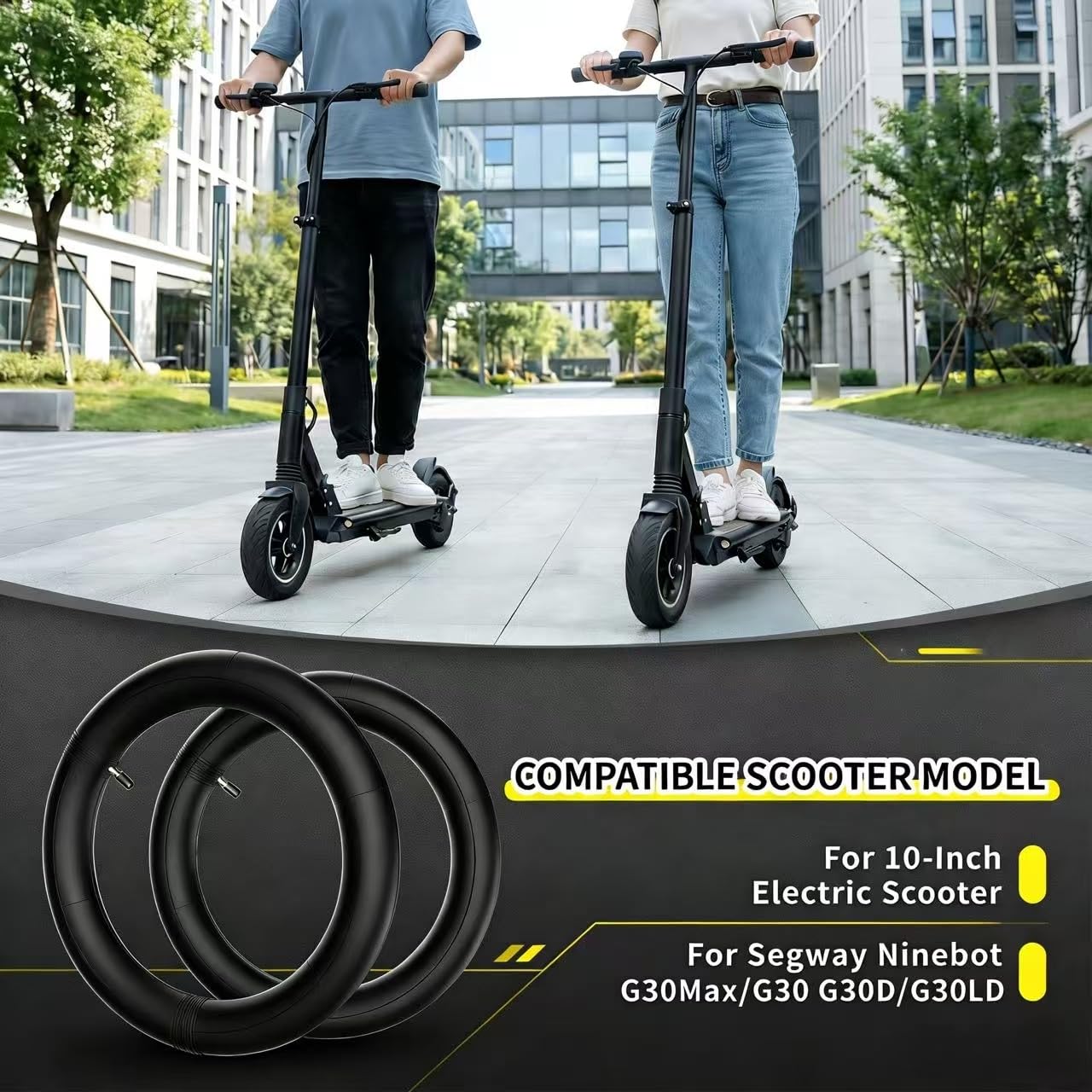 NAIXTYRE (2 Pack) 10x2.5,60/70-6.5 Thicker Inner Tubes. Replacement Wheels for Ninebot G30 Max/ G30 G30D/ G30LP Mobility Electric Scooters.