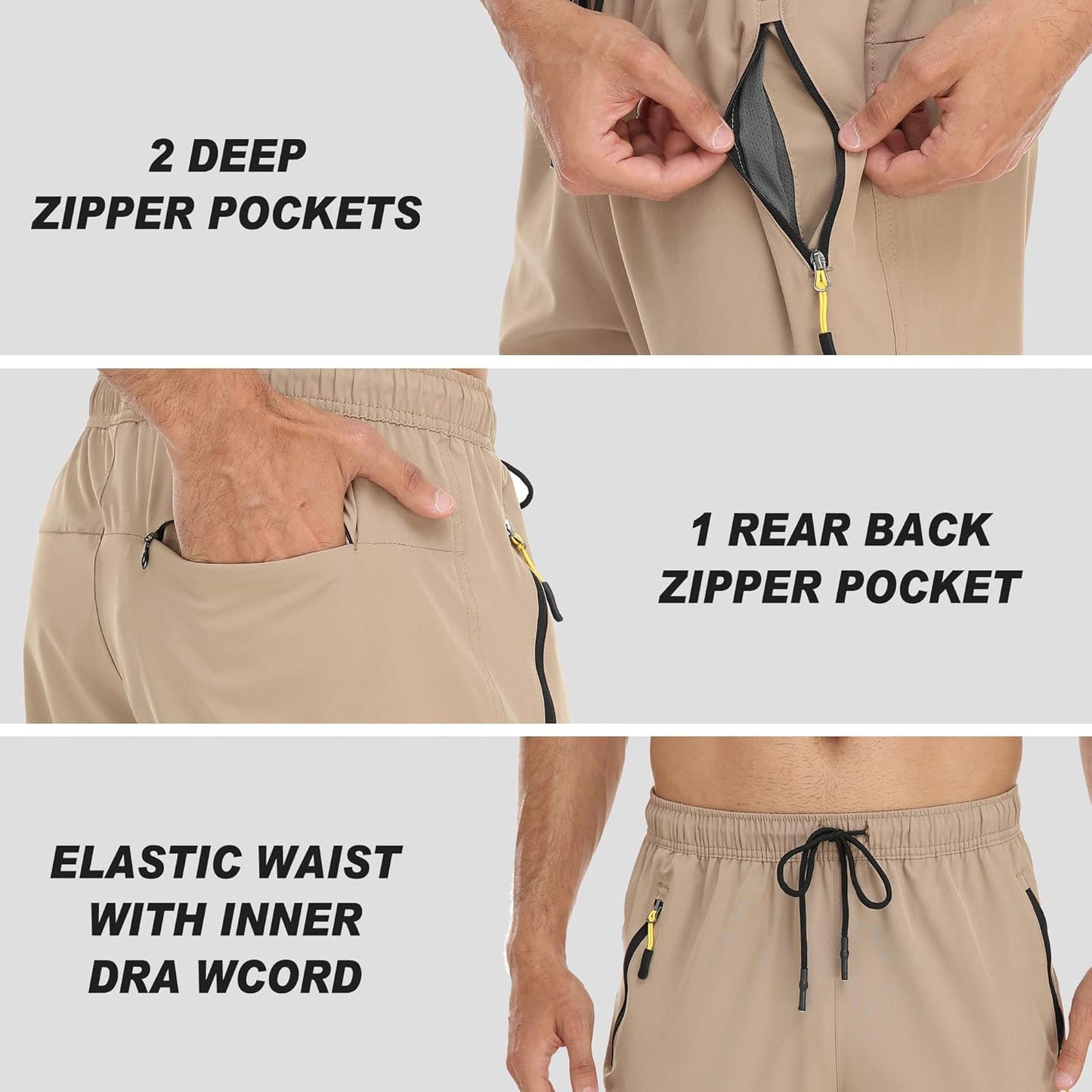 Rapoo Men's Lightweight Athletic Pants - Quick Dry with Zipper Pockets | Perfect for Travel & Workouts
