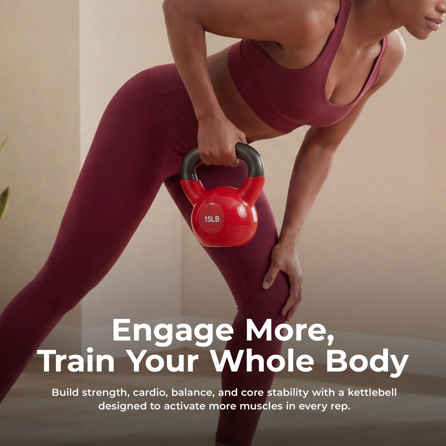 Sunny Health & Fitness Sunny Vinyl Coated Kettlebell (15-Pound)