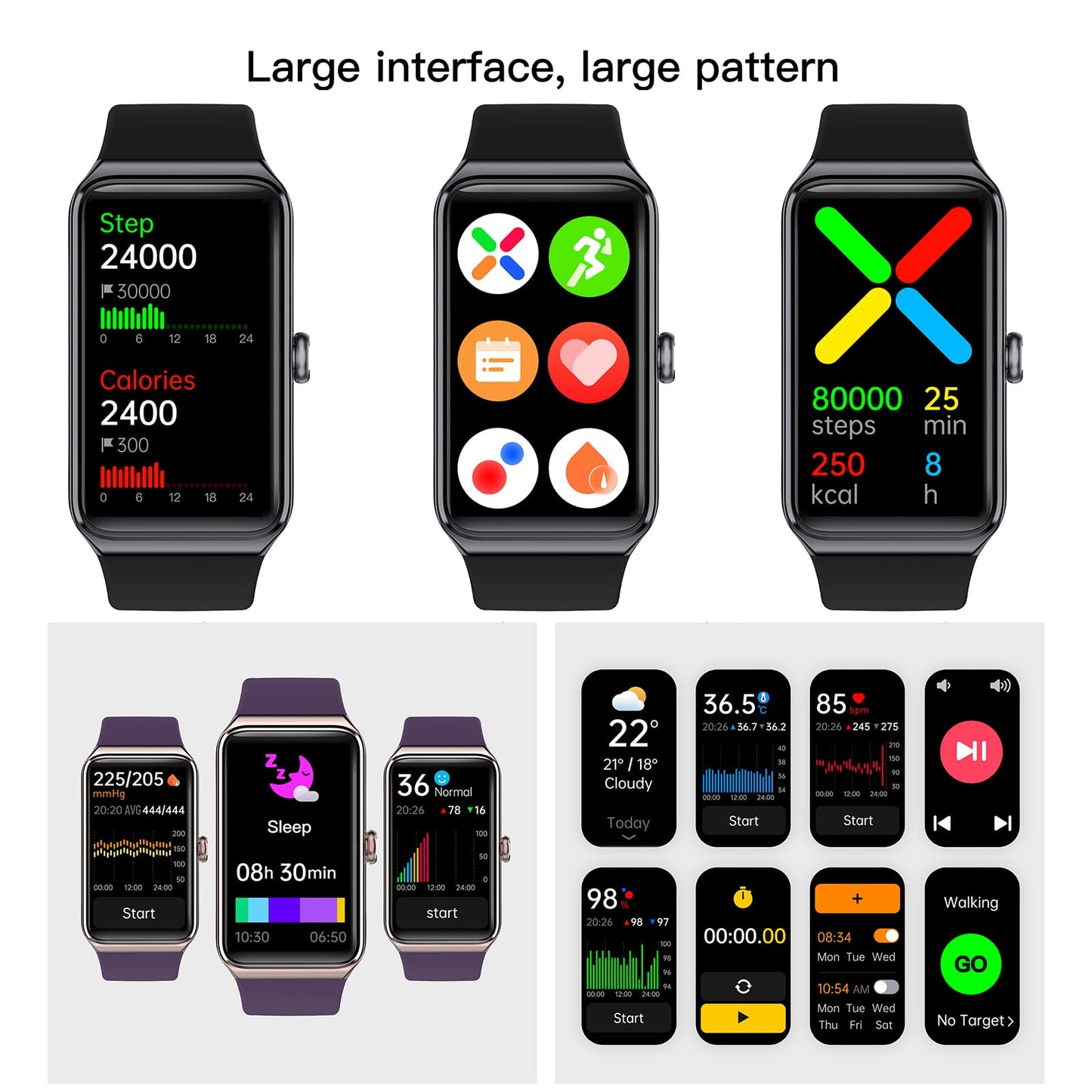 Fitness Tracker 1.47’’ Full Touchscreen Activity Tracker with Heart Rate Blood Oxygen Blood Pressure Sleep Monitor Step Calorie Counter Pedometer Smartwatches for Android and iOS Women Men (purple)