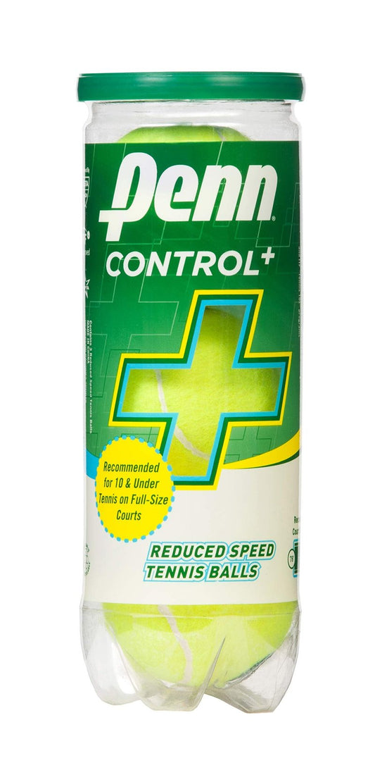 Penn Control Plus Tennis Balls - Youth Felt Green Dot Tennis Balls for Beginners, 1 Can 3 Balls