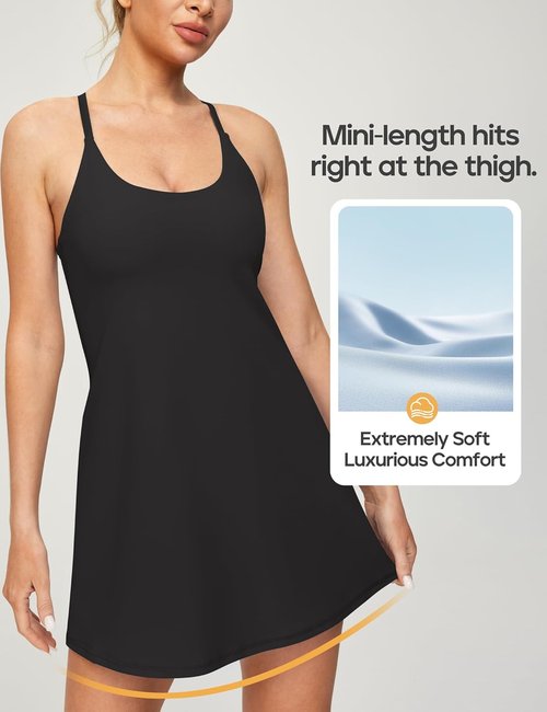 Heathyoga Tennis Dress for Women - Athletic Dress with Built-In Shorts & Pockets | Stylish Golf Outfit