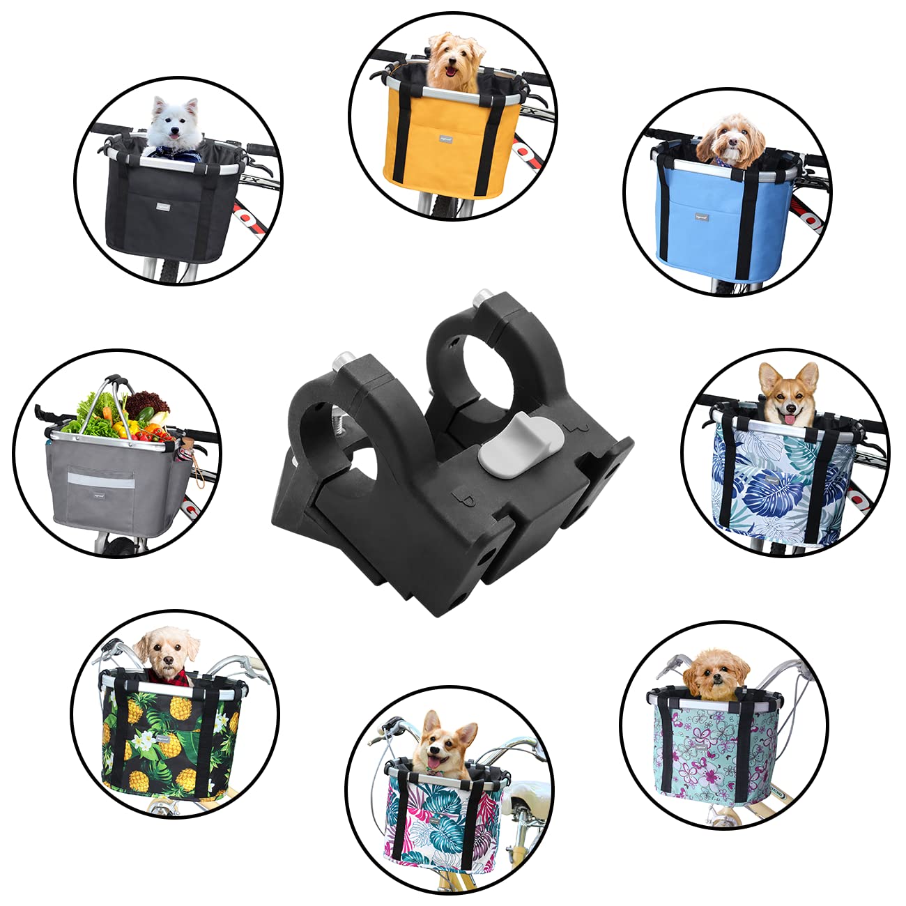 RAYMACE Bike Basket Adapter,Quick-Release Bicycle Basket Mounting Bracket Handlebar Accessories
