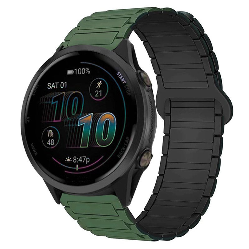 Compatible with Garmin Forerunner 570 bands, 20mm, 22mm Quick Release Silicone Sport Strap Replacement Watchband with Loop Design Compatible with Garmin Forerunner 570 42mm, 47mm, Forerunner 55, 165, 245, 255, 265, 645 (Green, 20mm size band)