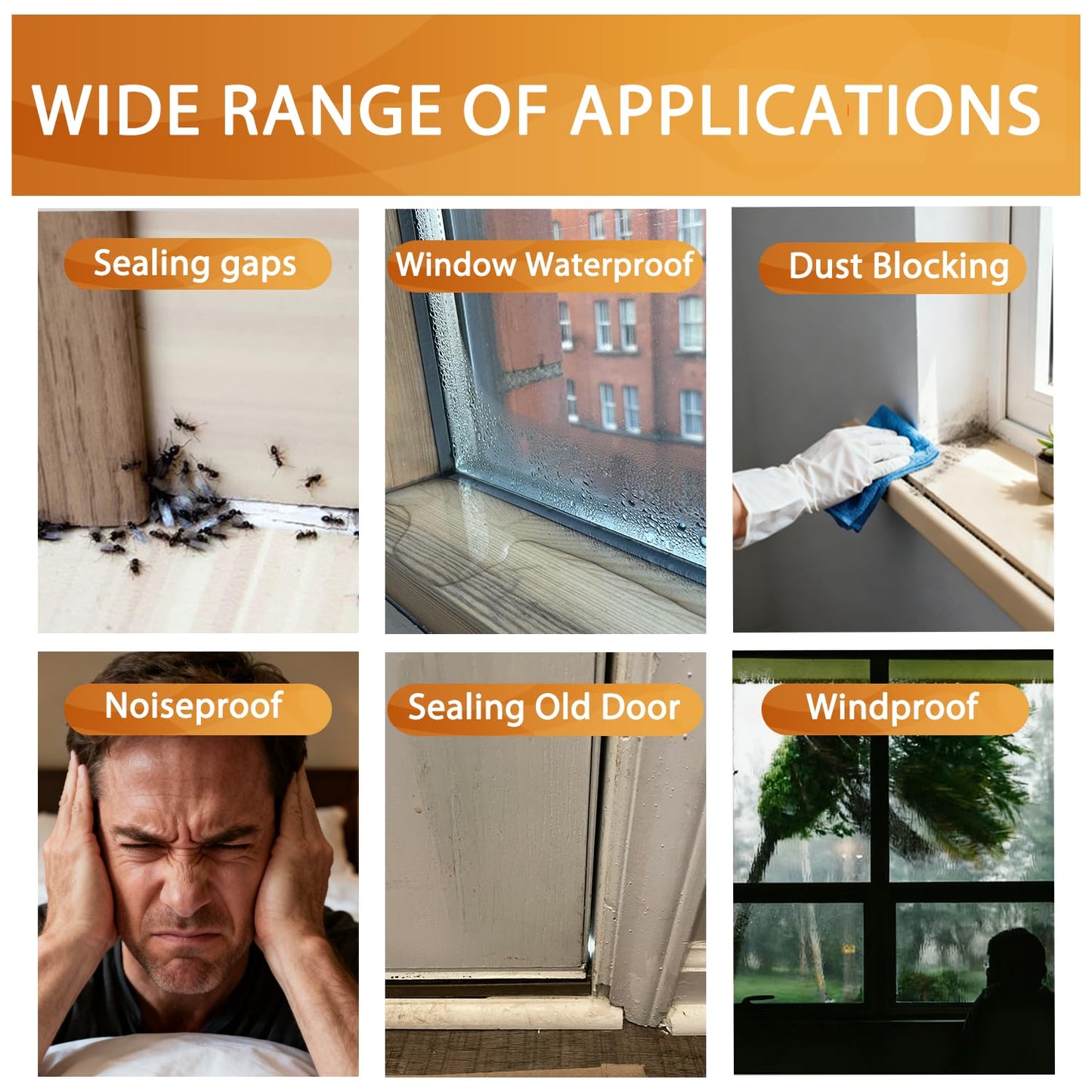 SWRT Transparent Window Weather Sealing Tape Residue-Free, 20-Mil Thick Heavy Duty Window Insulation for Winter, Weather Resistant, 2”x33FT Window Seal Tape Blocks Drafts for Doors Windows