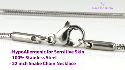 Dave The Bunny Scooter Necklace - Electric Scooter Stainless Steel Snake Chain, BMX Scooter Accessories with Metal Alloy Scooter Charm. Great Scooter Stuff for Scooter Lovers.