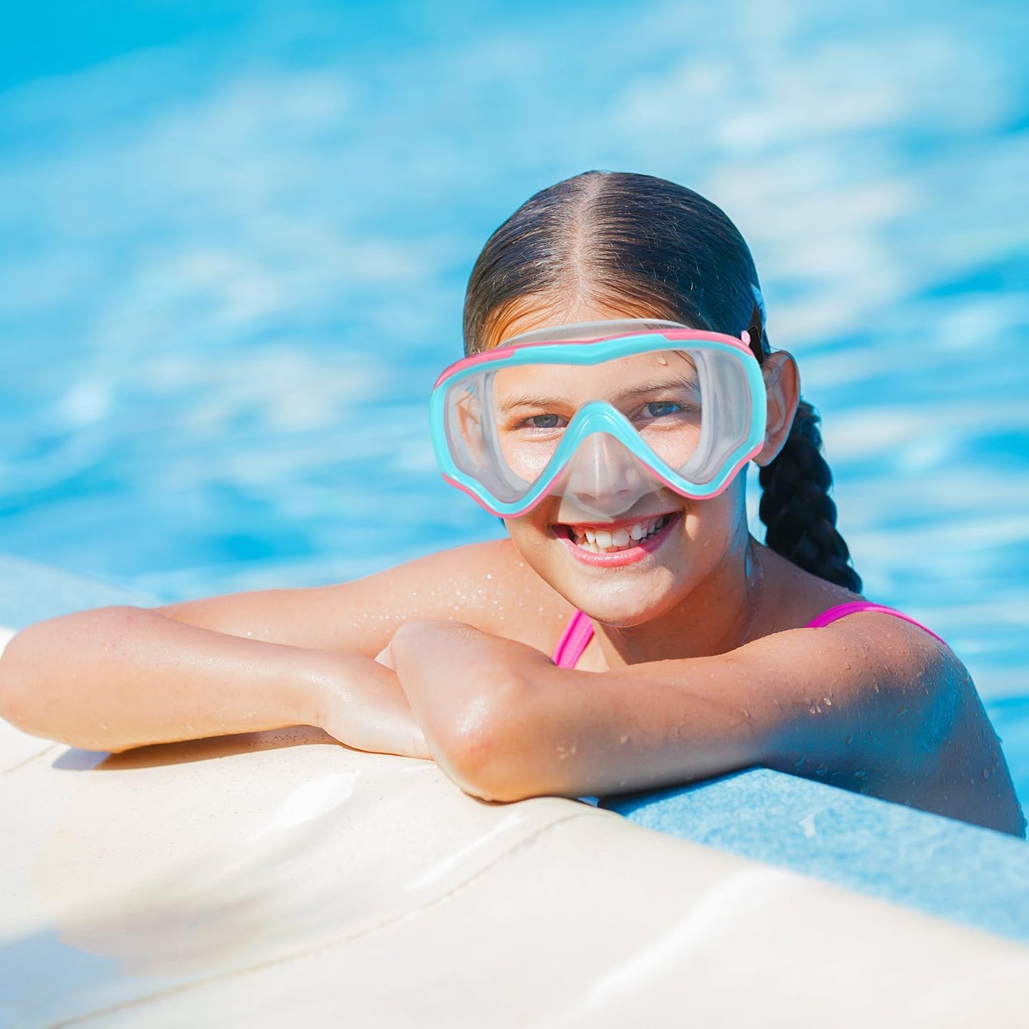 Skiennix Swim Goggles for Kids 6-14 - No Tangle Strap & Nose Cover | Perfect for Diving
