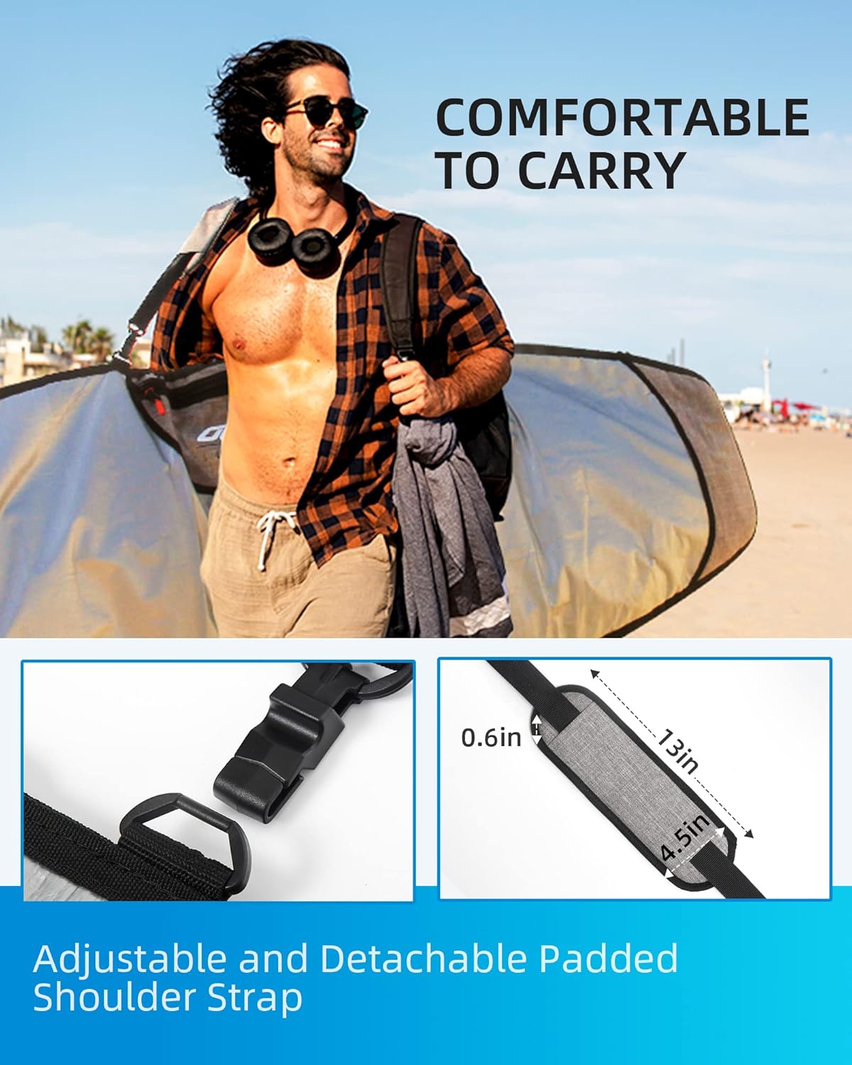 OCEANBROAD Surfboard Longboard Travel Bag - Durable Protection for 5'0" to 10'0" Boards