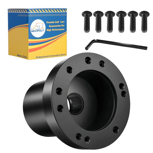MIXOPOLY Golf Cart Steering Wheel Hub Adapter fits EZGO TXT/RXV Model, Black and Anti-rust