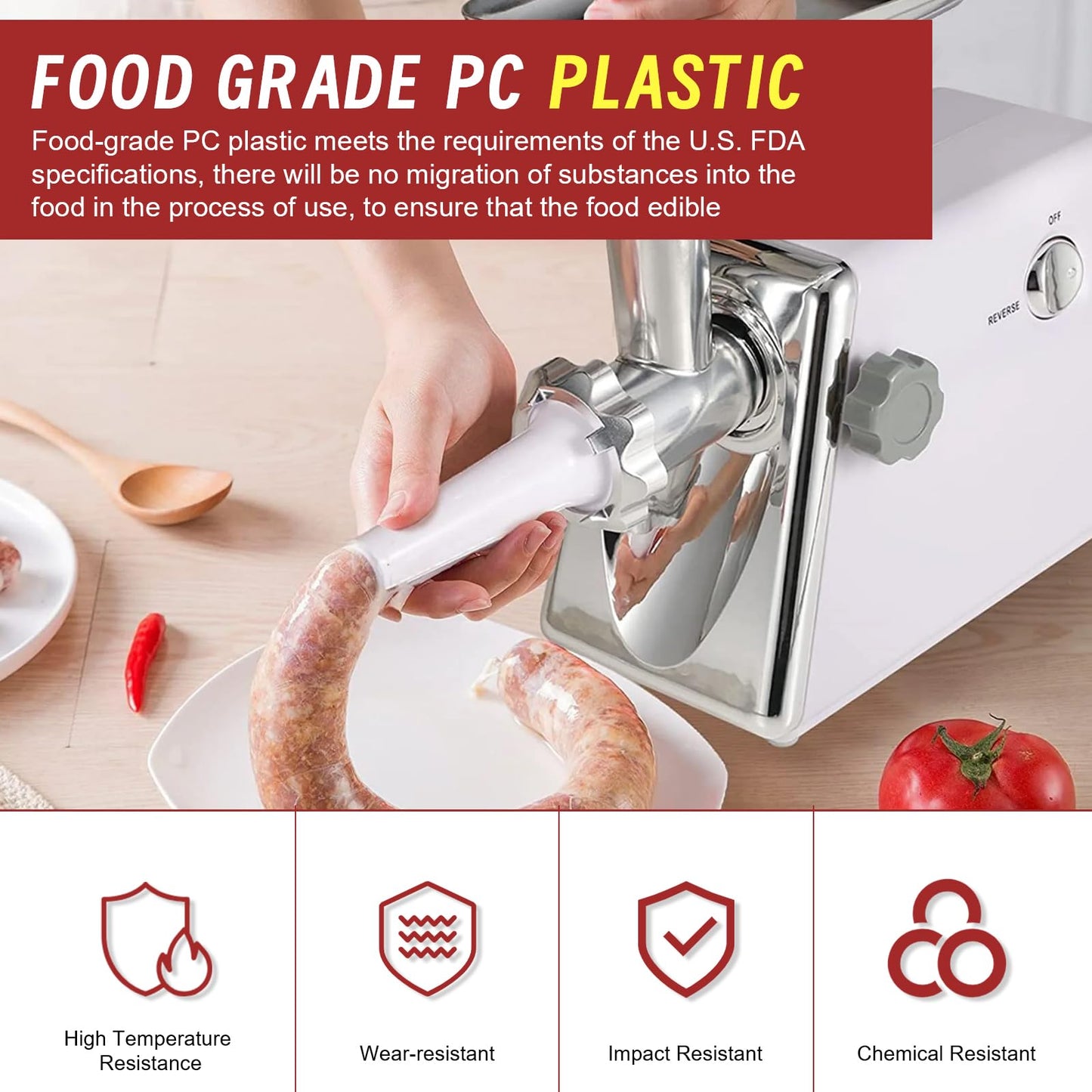 Stand Mixer Sausage Stuffer Kit Repalcement for KitchenAid FGA Food Meat Grinder Attachment, Sausage Stuffer Tubes Compatible with KitchenAid Mixer Sausage Stuffer Maker