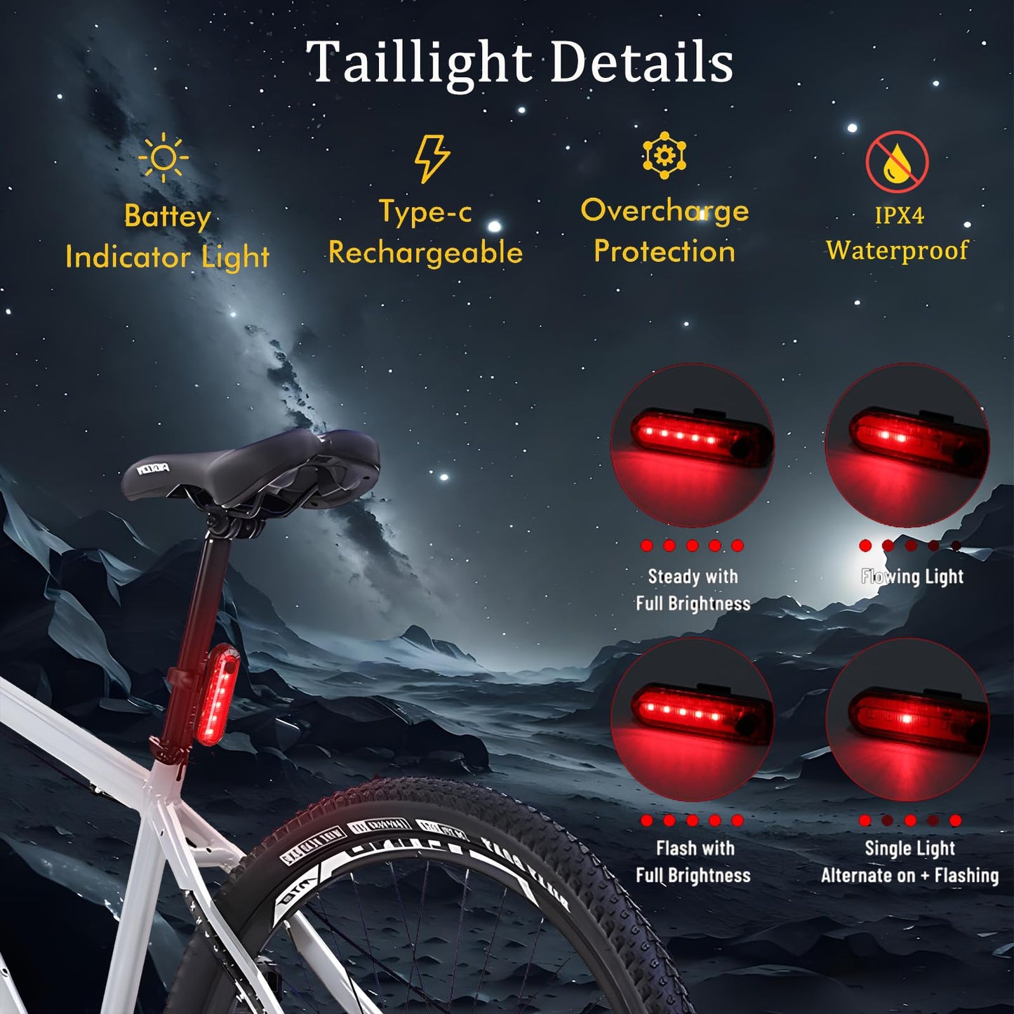 Ancorfy 3 LED 1000 Lumen Super Bright Bike Lights for Night Riding, 5 Modes Bicycle Headlight, Rechargeable and Waterproof Bike Headlight and Tail Light Set for MTB Off-Road Cycling Commuting