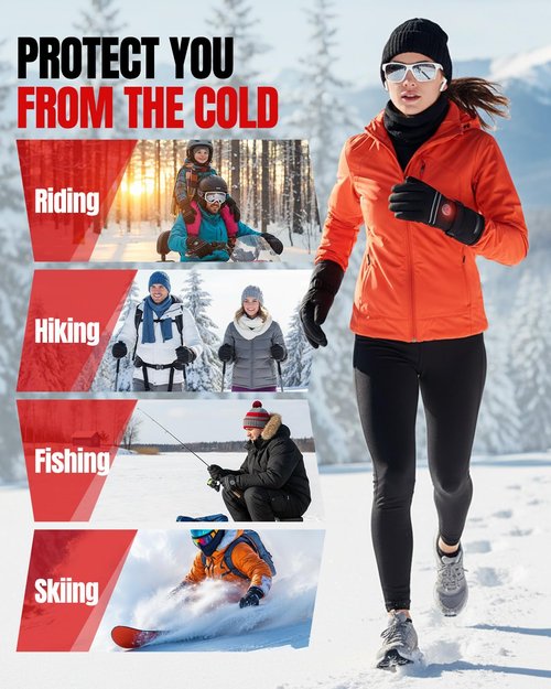 Maraiss Heated Gloves for Men Women, Rechargeable Battery Heated Gloves with Touchscreen for Hunting Camping Skiing (Large)