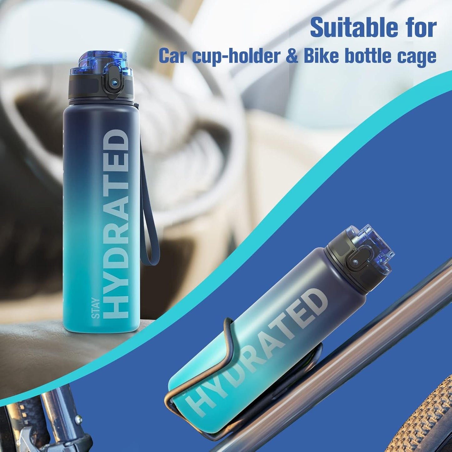 Sahara Sailor Water Bottle - Durable, Leakproof Tritan Design with Time Marker | 32/25/17oz Options
