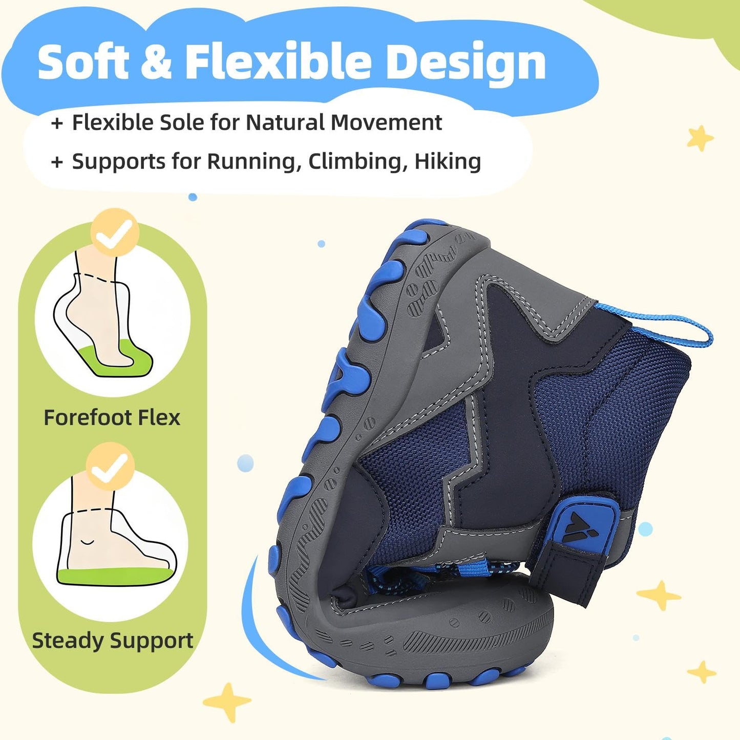 Mishansha Boys Girls Hiking Boots Water-Resistant Non-Slip, 12 Little Kid