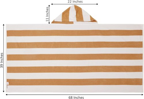 COTTON CRAFT Oversized Hooded Beach Towel - 39 x 68 Inches, 100% Ringspun Cotton, Quick Dry Cabana Stripe