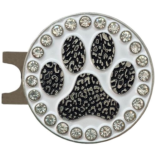 Giggle Golf Bling Golf Ball Marker with Magnetic Hat Clip – Paw Print Sparkly Marker for Women Golfers – Fun Golf Gift with Organza Bag & Bonus Hand Cream