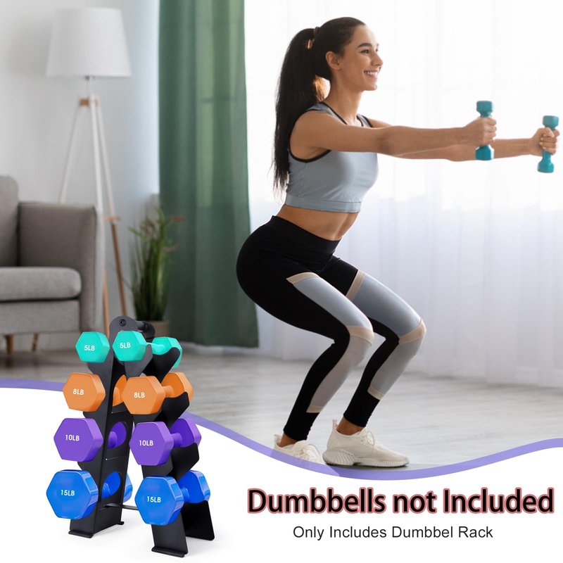 【Dumbbells not Included】 Dumbbell Rack Stand Only, Compact A-Frame Weight Rack for Dumbbells, Rust-Resistant Coated Dumbbell Storage Rack, Dumbbell Stand with Handle & Non-Slip Base for Home Gym