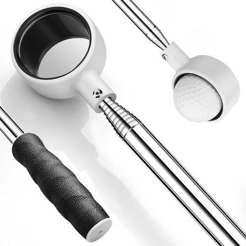 prowithlin Golf Ball Retriever Telescopic, Non-Rust Tool with Rubber Loop to Pick up Balls in Water, Great Accessory and Gift for Men's Golfers, 9ft, Black