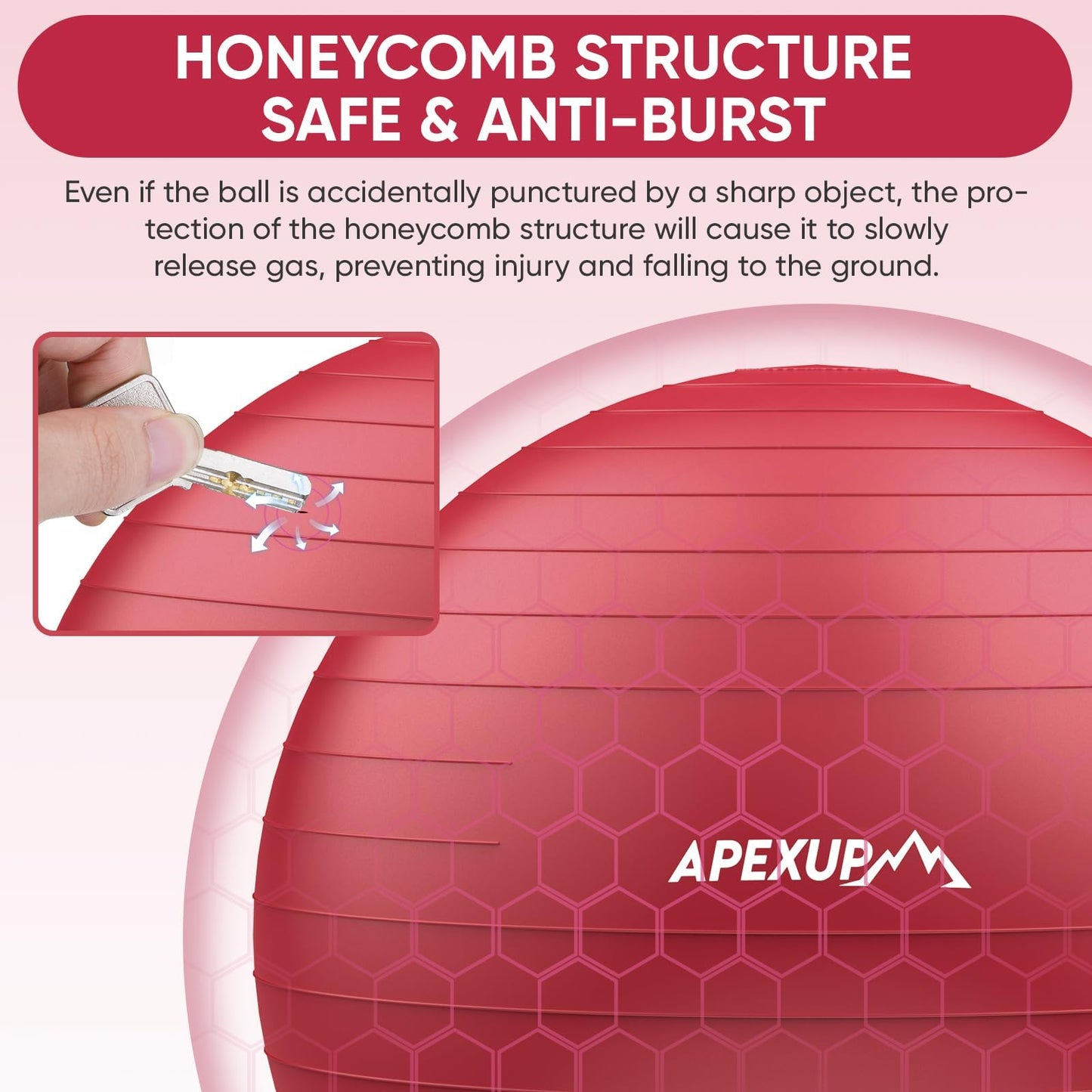 APEXUP Yoga Ball, 660 lbs Anti-Burst Exercise Ball with Pump, 5 Sizes