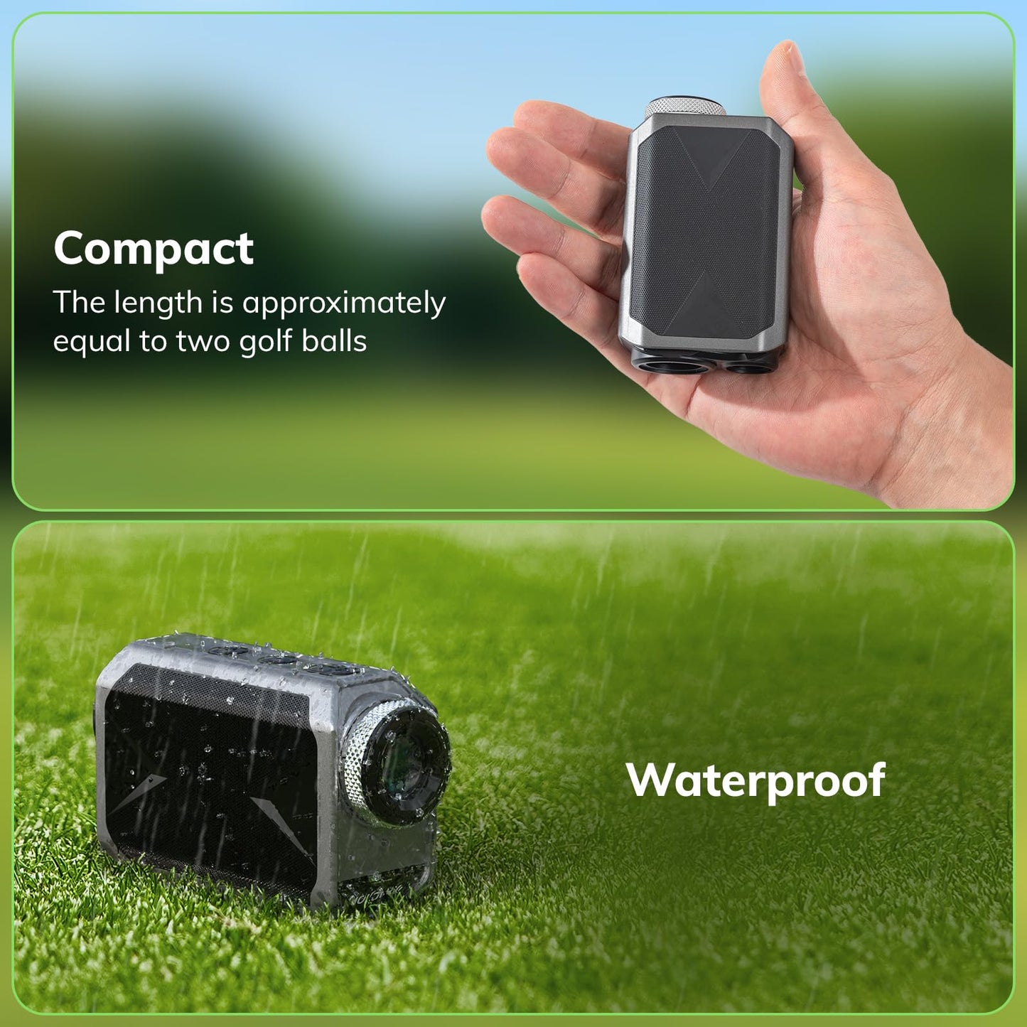 Mini Golf Rangefinder with Slope, Flag Pole Locking, High-Precision, Magnet Stripe, 6X Magnification, 1000 Yards Range Finder, Rechargeable Rangefinders, Golf Tournament Legal, White