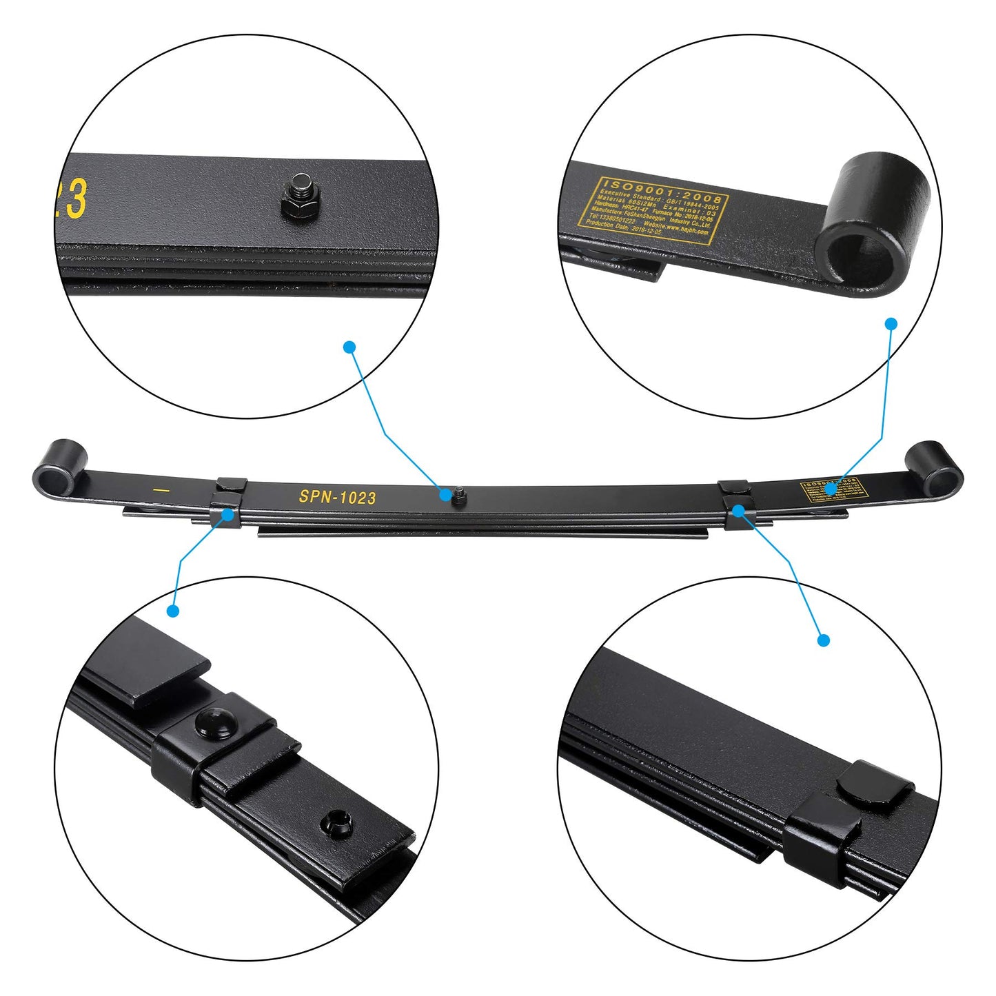 10L0L Golf Cart Rear Spring Kit for Club Car Precedent 2004-up, Heavy Duty 4 Leafs (Layers), Replace OEM# 102509301, 102513001