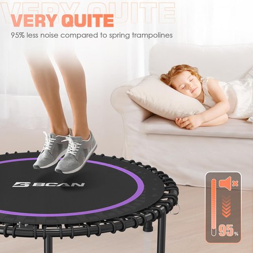 BCAN Mini Rebounder Trampoline - 450/550LBS Foldable Fitness Trampoline for Adults | Quiet & Stable Indoor Exercise (40"/48")