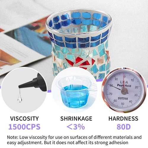 Honcaring UV Resin Kit with Light, 60g/2oz Fast Drying Beginner-Friendly Kit, Bonding & Repairing in Seconds, 30g*2 Clear UV Glue with UV Penlight for Resin, Plastic, Glass, Acrylic
