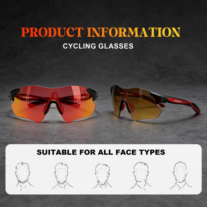 Polarized Sports Sunglasses for Men and Women, polarized glasses featuring high-definition polarized lenses with UV protection Sports sunglasses are ideal for cycling running golf driving,Red