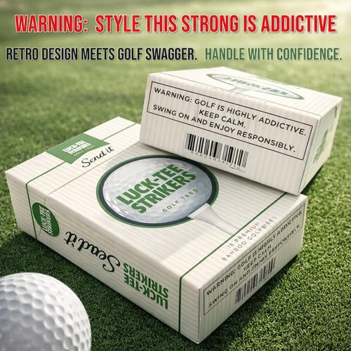Luck-Tee Strikers Flip-Top Golf Tee Holder - Vintage Pocket Case with 18 Bamboo Tees | Unique Gift for Golfers