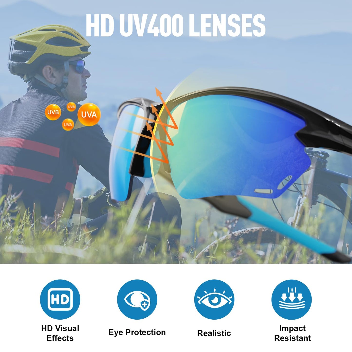Polarized Sports Sunglasses for Men Women, Idea for Baseball Cycling Fishing Running Driving Golf Motorcycle silver Glasses TR90 Unbreakable Frame