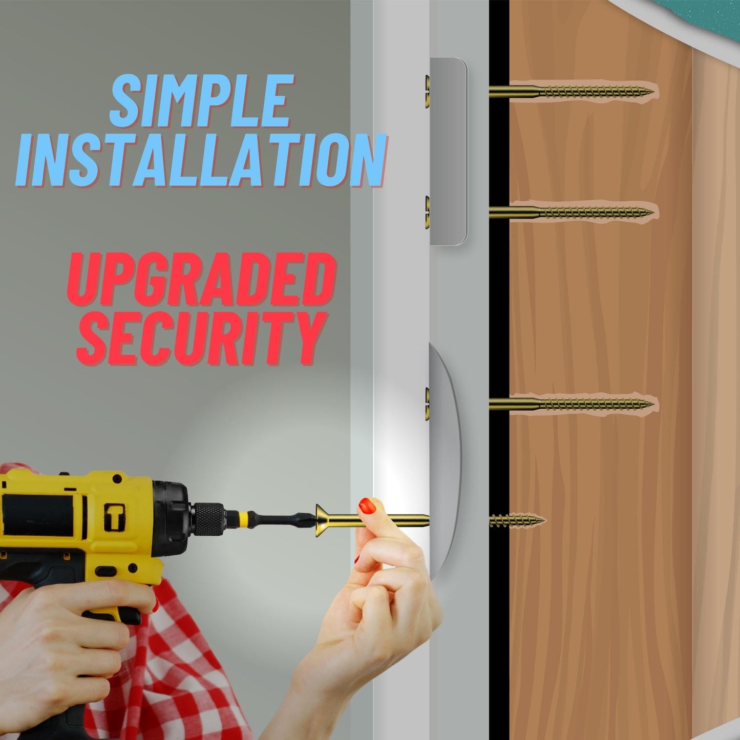 Reinforced Door Screw Kit for Strike Plates, Deadbolt Plates, and Hinges. 3-inch Screws and Screwdriver Bit, Makes Doors Kick Resistant, Home Security Upgrade (Black)