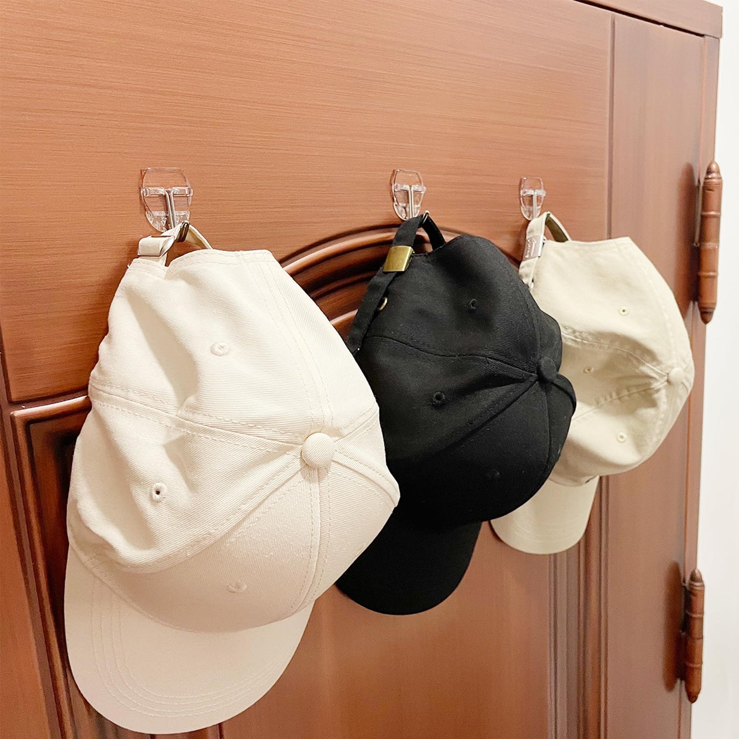 15 Small Wall Hooks for Hanging, with 20 Removable Strips, Clear Hanger Hooks, Damage-Free Utility Hooks with Adhesive Strips, Wire Toggle Wall Hook for Key, Hat, Decor, Door, Clear, Value Pack