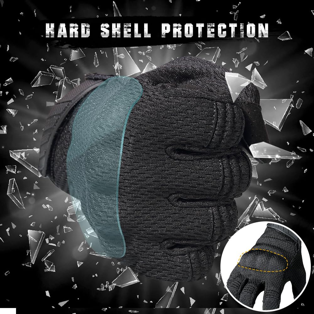 WTACTFUL Touch Screen Summer Breathable Tactical Gloves for Men Airsoft Paintball Hunting Outdoor Full Finger Gloves Black XL