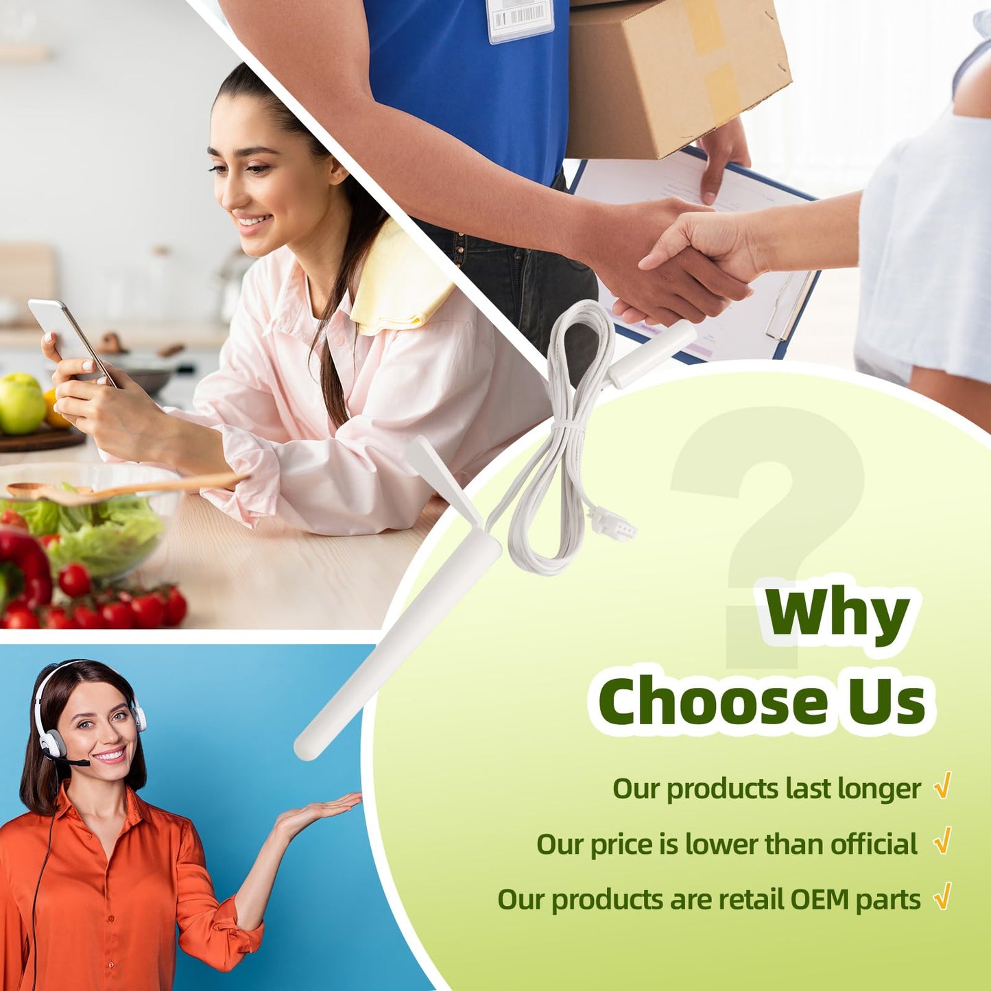 OEM 242278801 Refrigerator Thermistor Compatible with Frigidaire White-Westinghouse Crosley,Replace 3016441 AP5802148 PS8760187 EAP8760187